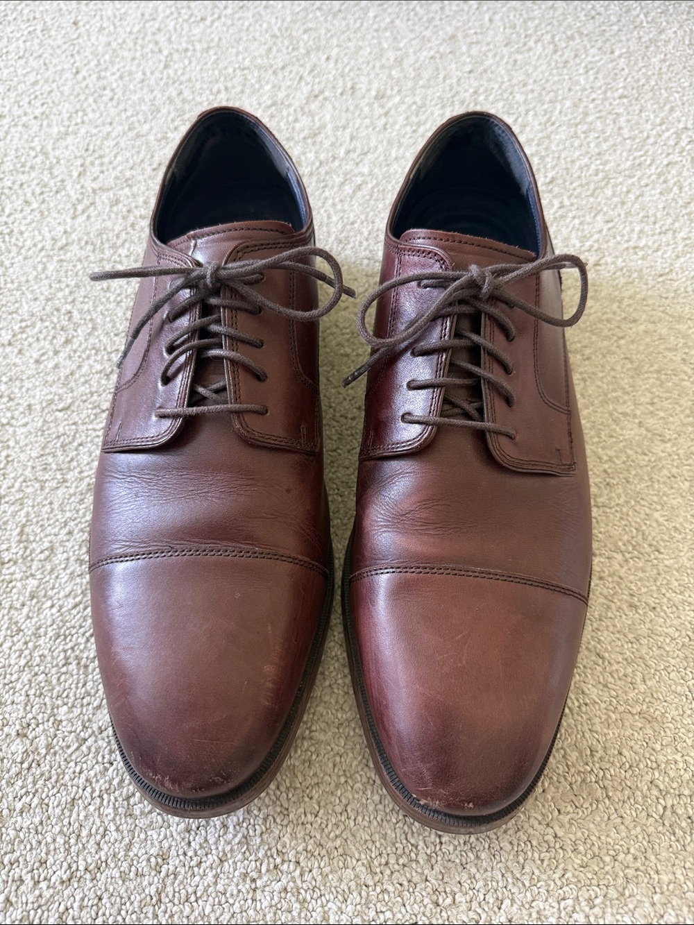 Men's Brown Leather Cap-Toe Dress Shoes